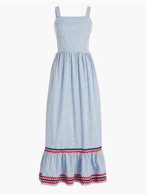 J.Crew Tiered Maxi Dress with Rickrack Trim in Banker Blue Size 0